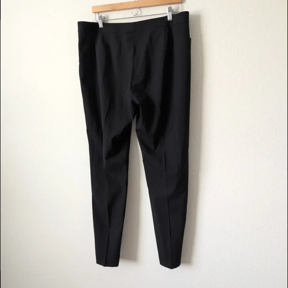 Lafayette 148 New York Black‎ Irving Trouser Pants Size 14 Wool Blend Minimalist